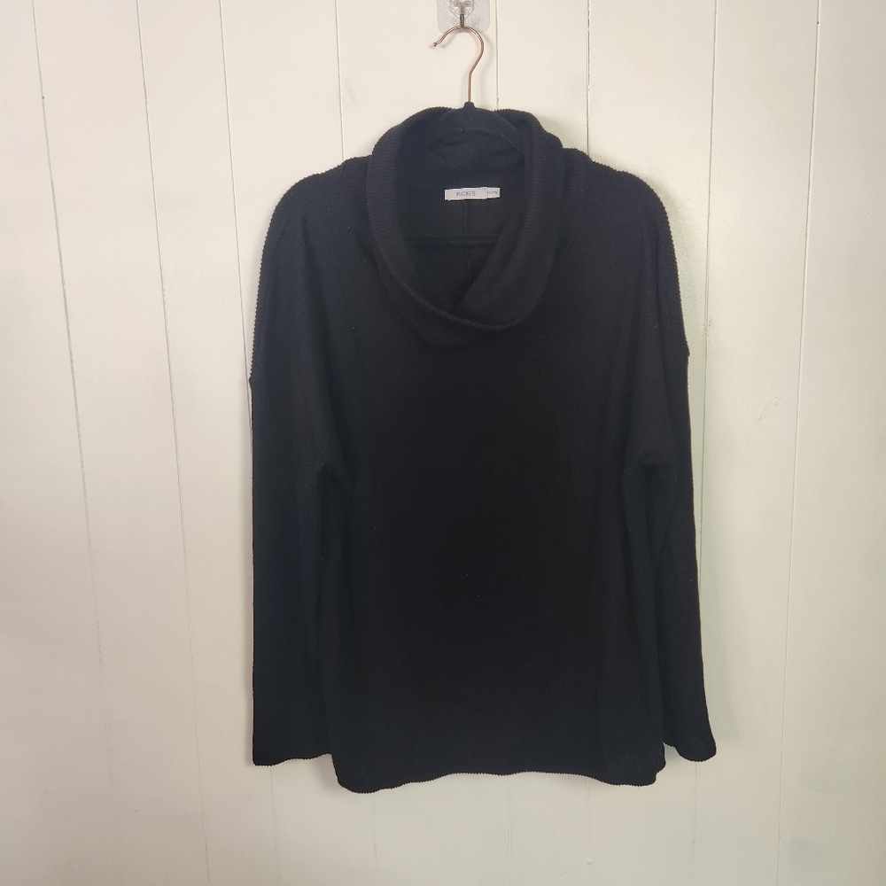 Rickis Black Cowl Neck Ribbed Plush Sweater Size XXL Loungewear Casual - Picture 2 of 9